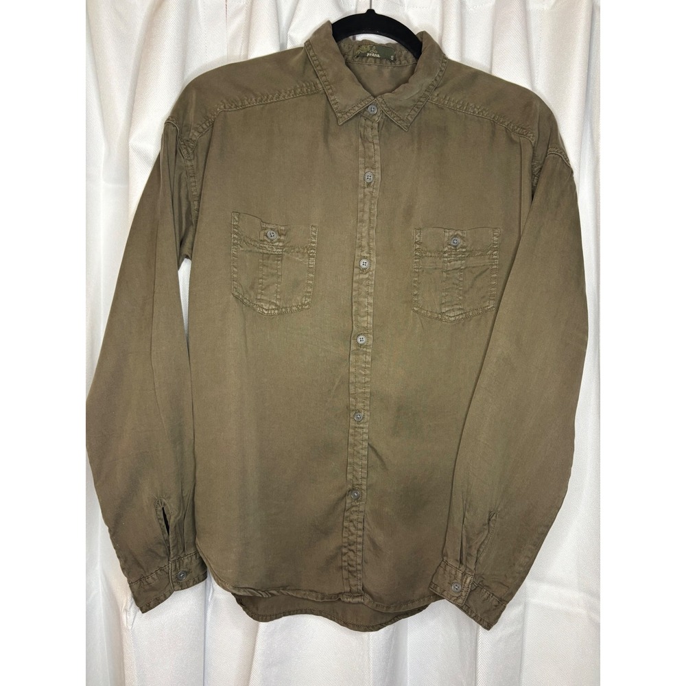 prAna Men's Olive Green Utility Lightweight Button Down Shirt Gorpcore Small